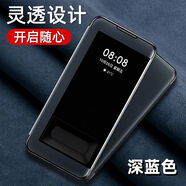 RNX蘋果xr手機殼iPhoneX防摔xs保護xs皮套max翻蓋ipx全包xmax外殼 深藍(lán)色視窗免翻蓋接聽送鋼 iPhoneXSMax