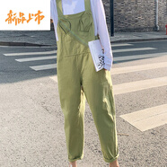 初徑單褲/套裝 小個子背帶褲女年春秋新款寬松感兔耳朵連體褲 單件綠色背帶褲 S