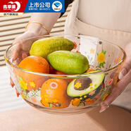 青蘋果耐熱玻璃碗印花和面盆加厚打蛋碗揉面盆4.35L超大容量