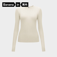 蕉內(nèi)（Bananain）熱皮501+女士保暖衣氨基酸防寒裸感內(nèi)搭百搭顯瘦可外穿打底衣T恤 【圓領(lǐng)】奶白 M