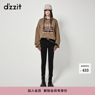 DZZIT地素加絨牛仔高腰打底褲秋冬黑色小腳褲設計女 深灰色（批次二） 常規(guī) XS