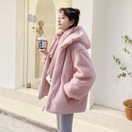 小紅書爆款2025冬季新款雷克斯兔毛絨皮草短款年輕時(shí)尚加厚羊 粉色 S(90110斤) 均碼