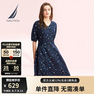 諾帝卡（NAUTICA）【商場同款】女裝春夏新款萊賽爾親膚透氣休閑連衣裙女41DO04 藏青色4NV S