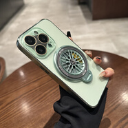 【品牌原裝】秒變16鈦原色適用蘋果15promax手機(jī)殼iPhone16promax 【薄荷綠】旋轉(zhuǎn)陀螺支架拉絲紋邊框自帶AG超清鏡4 iPhone 16