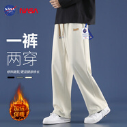 NASA GISS官方潮牌聯(lián)名休閑褲男潮流直筒寬松百搭長(zhǎng)褲子 杏色A加絨 3XL