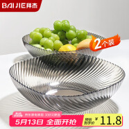拜杰水果盤零食盤家用果盤客廳干果盤托盤糖果堅果盤透明黑2只裝
