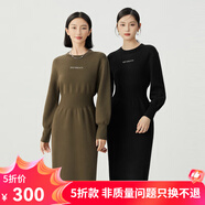 哥弟真的好（GIRDEAR）女裝圓領(lǐng)字母收腰羊毛羊絨針織連衣裙A500293 黑 S (2碼)