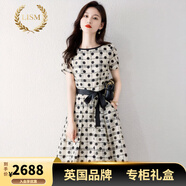 LISM輕奢國際高檔品牌連衣裙高級感2025夏季新款OL風(fēng)波點(diǎn)冰絲縐蝴蝶結 黑色 XL