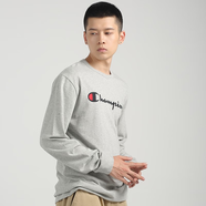 Champion美國冠軍春秋男女情侶圓領(lǐng)刺繡秋長(cháng)袖T恤打底衫單穿虧本清倉 淺灰色 常規 XL 185-195cm/80-90kg