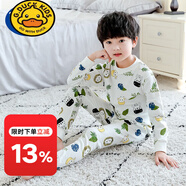 G.DUCKKIDS兒童內(nèi)衣套裝純棉春秋新款韓版男童女童秋衣秋褲全棉毛衫寶寶睡衣 綠葉斑馬 120