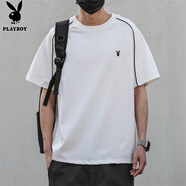 花花公子（PLAYBOY）短袖T恤男夏季男士上衣服男裝潮流寬松純色打底衫