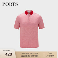 PORTS寶姿男裝夏季通勤休閑條紋短袖MN8N135GCC124 紅色條紋 M