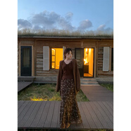 EIA一堯【甜心歐蕾】復古氣質(zhì)碎花半身裙女秋高腰顯瘦魚(yú)尾長(cháng)裙 【棕色】小個(gè)子半裙 無(wú)彈 S 85斤—100斤【一堯穿高個(gè)子S碼】