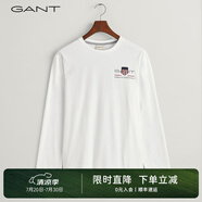 GANT【100%棉】甘特春季休閑刺繡柔軟內(nèi)搭經(jīng)典純色圓領(lǐng)長(zhǎng)袖男T恤 110白色 2XL