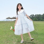 優(yōu)蜜屋女童雪紡裙子夏季2025新款中大童兒童公主裙薄款女孩短袖連衣裙夏