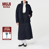 無(wú)印良品 MUJI 男女通用 羊羔絨 拉鏈夾克 毛絨加絨厚外套 秋冬季 深藏青色 XXXXS-XXXS