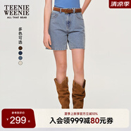 Teenie Weenie小熊牛仔短褲女2025年夏季新款活力簡(jiǎn)約休閑三分褲女