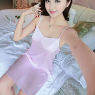 任朵加大碼薄款性感睡衣女夏冰絲蕾絲甜美A字睡裙家居服中長(cháng)款連衣裙 特價(jià) 2XL