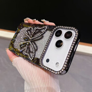 品勝（PISEN）適用閃鉆立體蝴蝶適用蘋(píng)果17promax手機殼iphone16保護套15/14/13 水鉆大蝴蝶【黑色 漸變閃粉紙】 iPhone 11