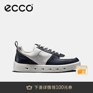 愛步（ECCO）男士休閑鞋 撞色板鞋防水男鞋牛皮 街頭720 520814 海洋藍(lán)/白色52081453326 39
