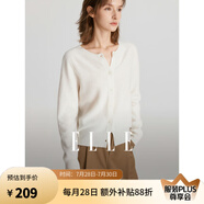 ELLE【100%綿羊毛】簡約氣質(zhì)毛針織衫女2024春裝新款圓領(lǐng)毛衣開衫 米白色 L
