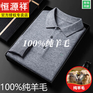 恒源祥翻領(lǐng)羊毛衫男士100純羊毛衣中老年秋冬款商務(wù)休閑純色針織打底衫 淺灰色 L 170
