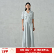 阿依蓮【商場(chǎng)同款】法式連衣裙子女夏季2025新款高檔V領(lǐng)顯瘦氣質(zhì)長(zhǎng)裙子 薄荷蔓波 M
