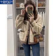 莫代爾2025年春季新款小個子短款仿羊羔毛外套女寬松加厚上衣棉服女 圖片 M 建議100-115斤