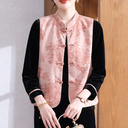 雪夕（XUEXI）媽媽秋裝金絲絨套裝2025新款休閑中老年女裝國(guó)風(fēng)馬甲上衣服三件套