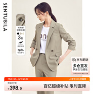 尚都比拉職業(yè)通勤西裝套裝女春秋正裝西服外套褲子面試兩件套 淺咖色 M