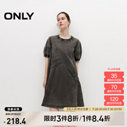 ONLY夏季時尚休閑泡泡袖寬松短裙連衣裙女|124207018 E52 錫镴灰色 M 165/84A