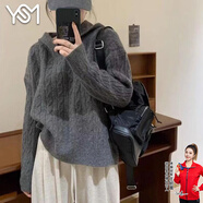 翊尚美針織衫女秋季新款2025年小個(gè)子寬松休閑連帽毛衣慵懶風(fēng)套頭衛(wèi)衣 灰色 【柔軟親膚抗起球】 均碼 【推薦80-140斤】