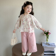 圓圓米米女童夏天短袖套裝1-3歲嬰兒衣服夏小兒童兩件套6女寶寶春秋裝洋氣 遇見A301雪紡提花套裝粉色 90