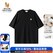 William fox&sons【安心品質(zhì)】100%長絨纖維棉針織定型技術(shù)圓領(lǐng)基礎(chǔ)短袖小狐貍T恤 黑色 XL /52