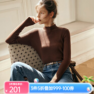 Olrain歐芮兒純色毛衣初秋新款經(jīng)典基礎(chǔ)百搭半高領(lǐng)羊毛打底衫 可可咖 M