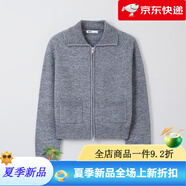 SPAO韓國同款2025年春季新品女士休閑時尚翻領開衫毛衣SPCKF11G11 木炭灰 S 160_84A_
