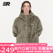 ER【張澤禹同款】兩面穿仿羊羔毛絨男士外套男女同款連帽保暖厚棉衣 棕色 XXL碼-190/100kg