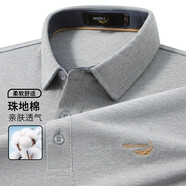 鱷魚恤CROCODILE短袖t恤男2025夏季薄款翻領(lǐng)純色商務(wù)休閑半袖衫男體恤 花灰 93 L (50) 175/92A