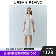 UR夏季新款女裝通勤風(fēng)壓褶修身短袖棉質(zhì)連衣裙UWU740075 本白 XS