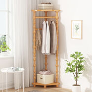 詩(shī)亭閣轉角衣架 客服轉角實(shí)木掛衣架臥室簡(jiǎn)易立式家用置物架落地衣帽架 原木色-環(huán)保清漆 扇形衣帽架標準加強2層40cm