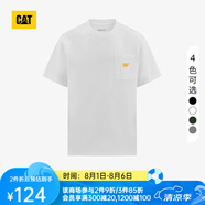 CAT卡特新品男士口袋繡花設計短袖T恤城市輕戶(hù)外 白色 L