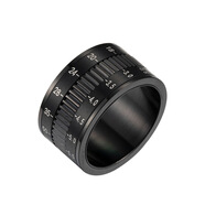 手飾12MM鈦鋼可轉(zhuǎn)動相機鏡頭戒指義烏減壓飾品 黑色 6號