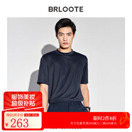 巴魯特（Brloote）休閑短袖T恤男士刺繡半高領爽滑彈力體恤春夏 藏藍 175/96A