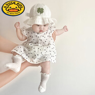 G.DUCKKIDS嬰兒衣服夏季連衣裙薄款女寶寶小翠花背心裙公主裙洋氣時尚裙子 黑色 黑白小花裙(不含帽子） 90 建議1-2歲(90建議1-2歲)