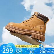 駱駝（CAMEL）大黃靴女都市戶外系帶工裝靴馬丁靴 L23W307016R 黃棕（絨里） 37