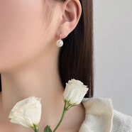 GUIG孤戰迷城辛芷蕾同款耳環(huán)2025新款S925銀珍珠耳釘女氣質(zhì)小眾耳飾 銀色12mm