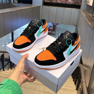 CLENIKEEDNIKE莆田純?cè)?Air 喬1 AJ1低幫籃球鞋煙灰影子灰男女學(xué)生板鞋 黑橙 40