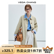 VEGA CHANG風(fēng)衣女款2025新款春秋英倫風(fēng)中長款寬松外套 卡其色 L