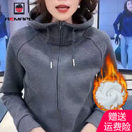 AEMAPE連帽衛衣女2025春秋季女裝外穿百搭純色開(kāi)衫長(cháng)袖外套女裝 深灰色_【冬款】_內里超柔寶寶絨 2XL _【125-138斤】