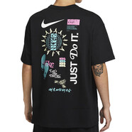 耐克（NIKE）男裝短袖夏季新款JUST DOIT透氣棉質(zhì)半袖運(yùn)動(dòng)休閑圓領(lǐng)T恤衫 HM4454-010黑色 XL